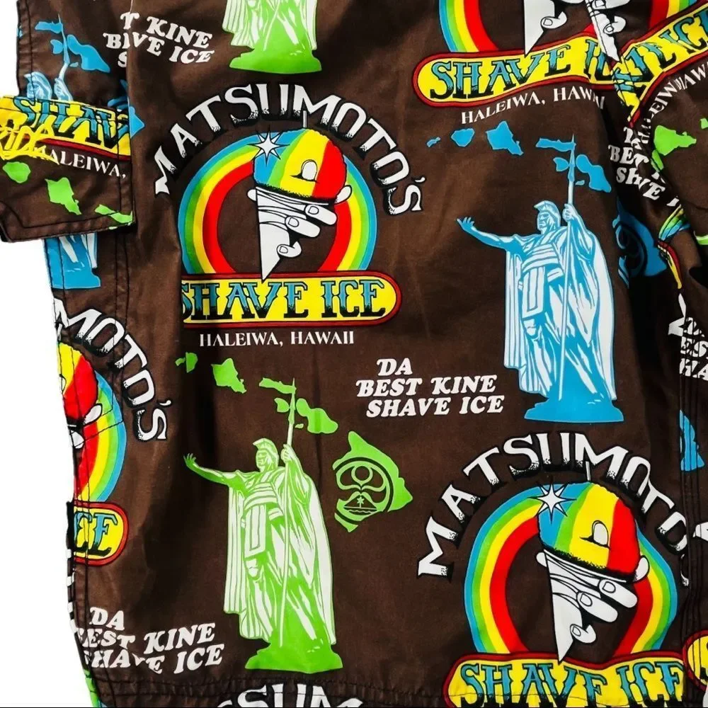 Hawaiian Island Creations Mens Board Shorts Matsu Motto’s Shaved Ice 44 (10142)